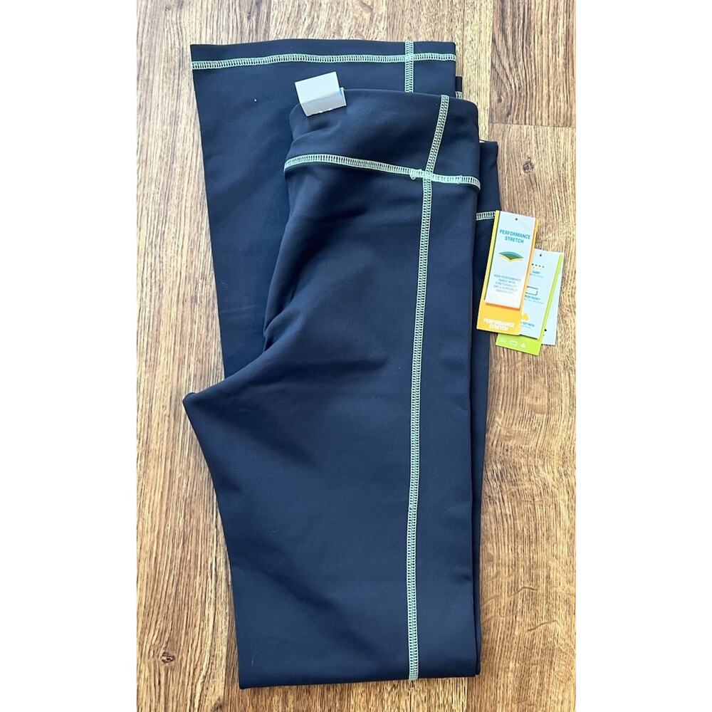 Old Navy Black Leggings with Mint Contrast Stitching